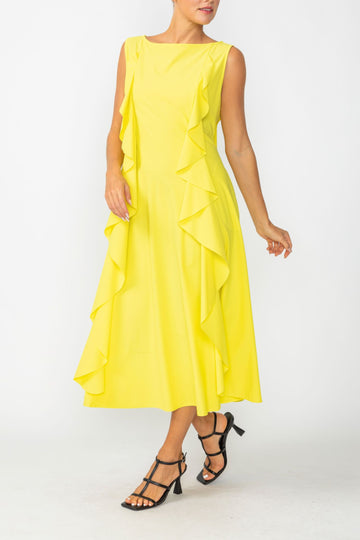 Lemon Sleeveless Ruffle Dress